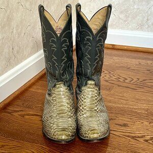 Men's leather/python cowboy boots